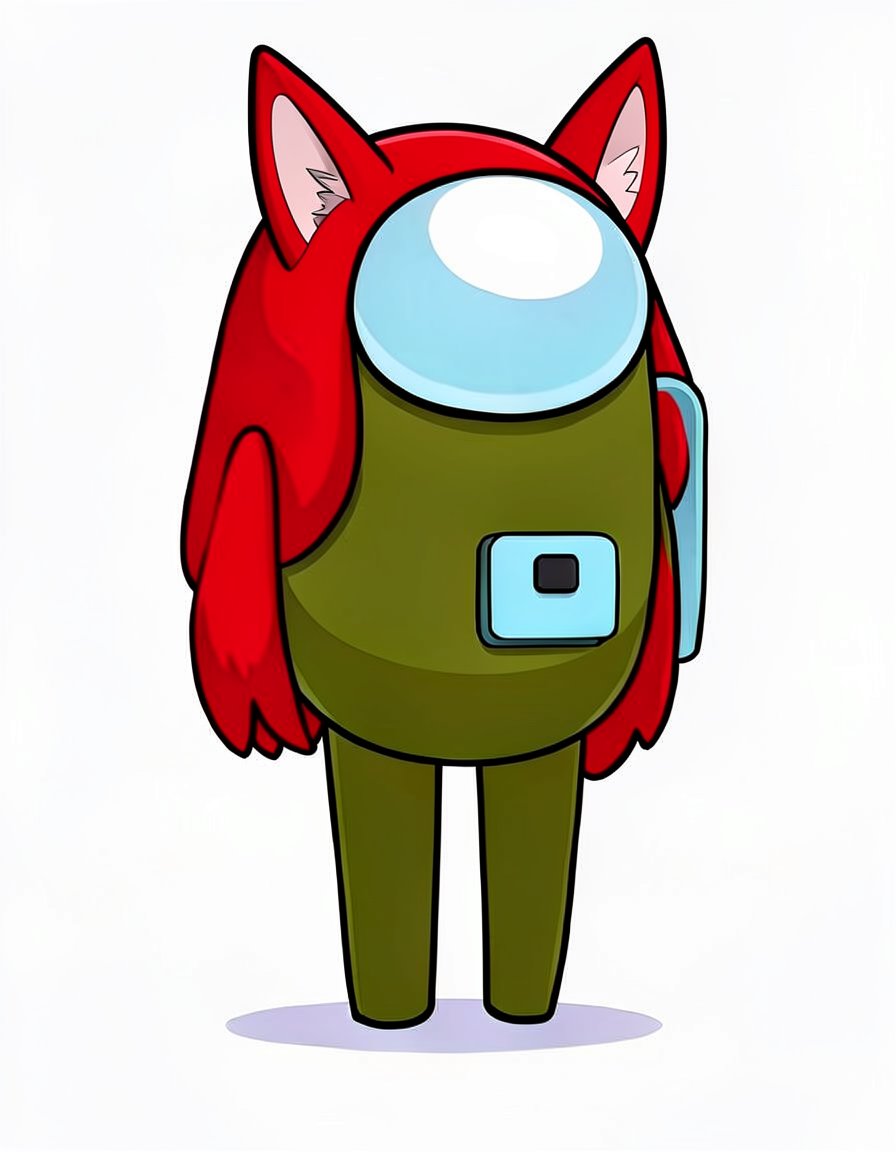 CrimsonFur, a Among Us OC made on GenTube