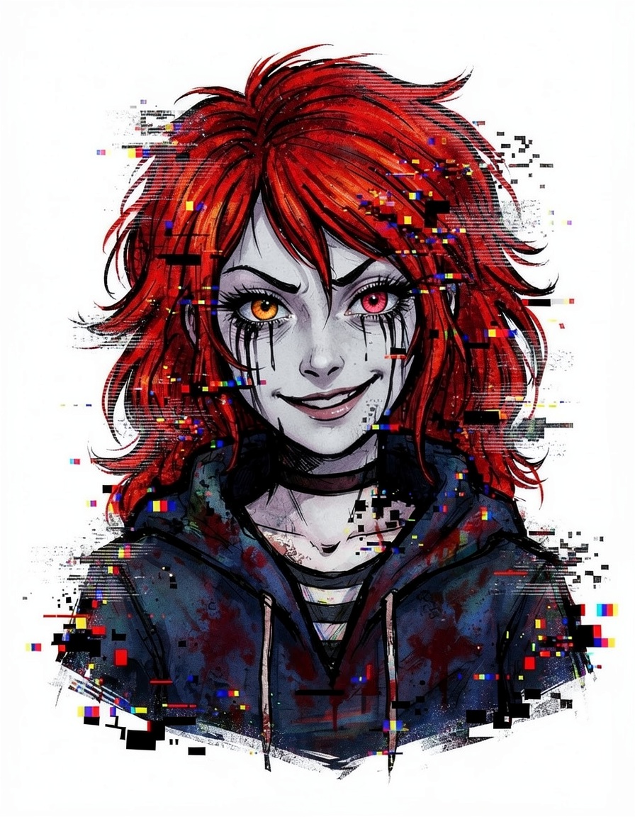 Glitchflare, a Creepypasta OC made on GenTube
