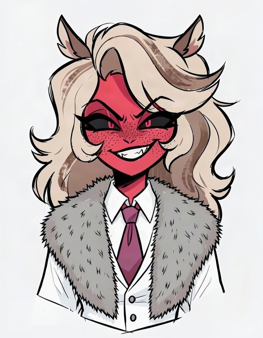 Scarlet Vex, a Hazbin Hotel OC made on GenTube