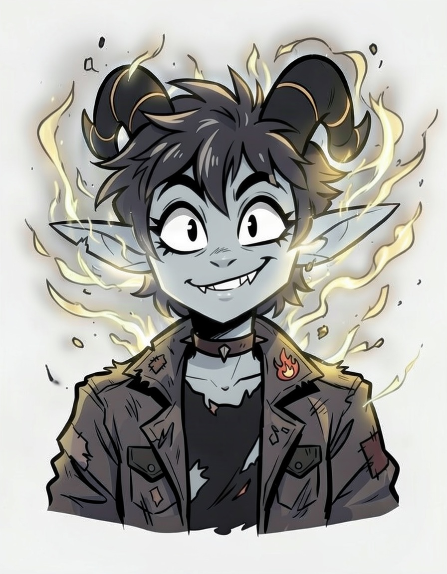 Cinder Grin, a Hazbin Hotel OC made on GenTube