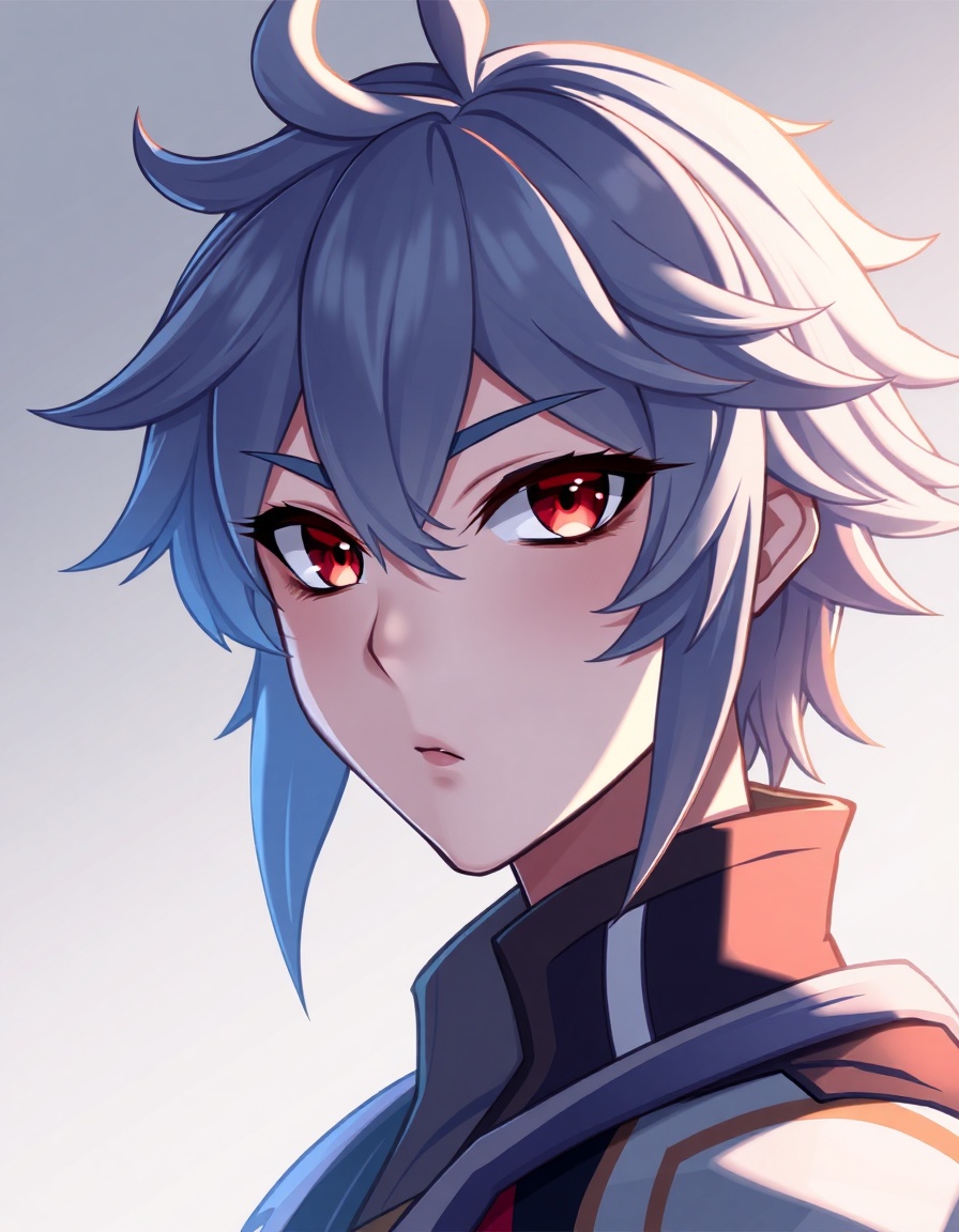 Genshin Impactβinspired original character, close-up portrait, head and shoulders, centered composition, soft background gradient, expressive face, clean background, perfect for avatar, 1:1 aspect ratio