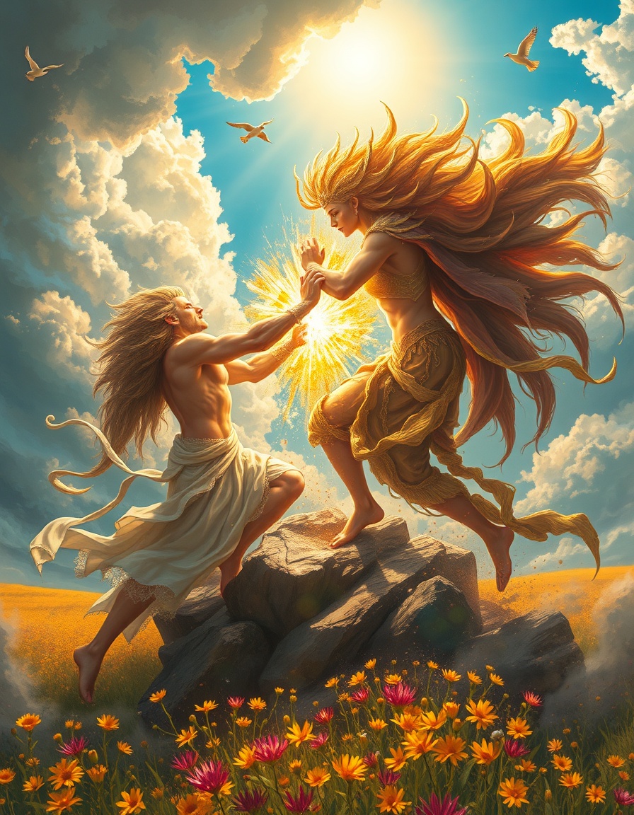 GenTube | a god versus a goddess, two gods clashing in a fiery struggl...