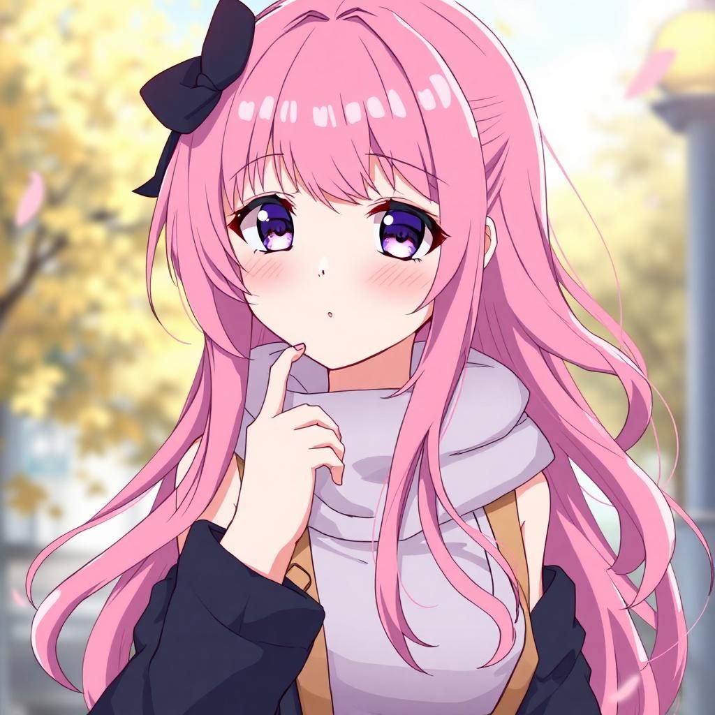 anime waifu with pink hair