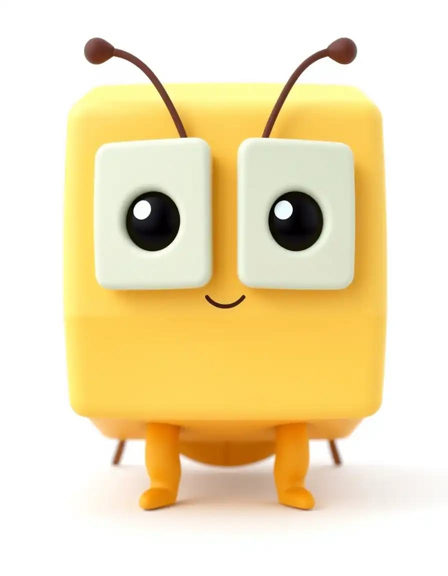 A 3D low-poly character model of a cookie, made of cubic and rectangular geometric shapes. It has large, square eyes made of two flat icing squares with dot pupils. Stylized, blocky, but still recognizable as a cute cookie. Isolated on white background, Blender render.
Q版有機螞蟻特寫:
A cute 3D chibi ant character, with a smooth, glossy organic body, big expressive eyes, and cute tiny antenna. 3D render, Pixar style, friendly but determined expression.