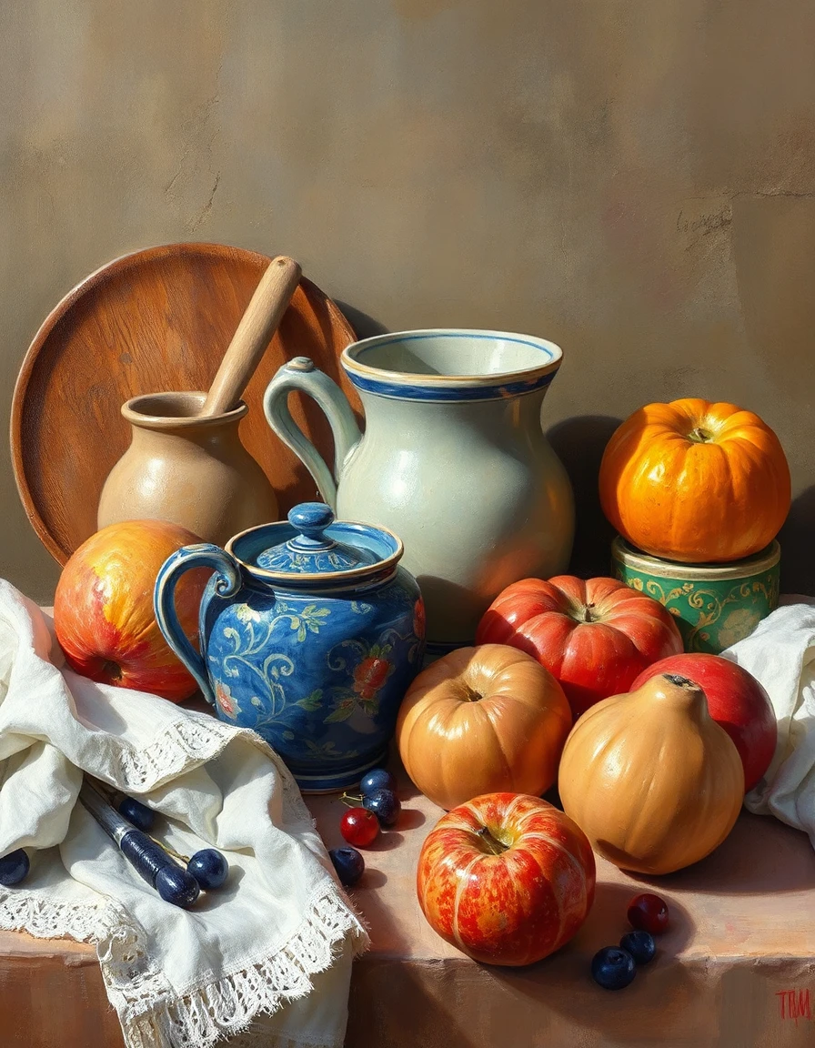 the scene unfolds with meticulous attention to detail, presenting a tableau of impeccable realism. a gentle brushstroke approach has been employed, deliberately crafted to blur the lines between art and reality, as if the very edges of the form are about to dissolve into the surrounding air. the precision-crafted edges, while sharp and defined, are never overbearing, instead existing in harmony with the softly blended surfaces. the natural light dancing across the scene casts deep shadows and highlights that are at once balanced and nuanced, refusing to succumb to the extremes of an overly bright or darkened palette. a kaleidoscope of lifelike colors, expertly mixed and applied, erupt across the composition, showcasing an unwavering dedication to capturing the subtleties of the real world. the surface texture of each object oscillates between the lustrous sheen of oil glazes and the flat, matte finish of tempera, yet all appear refined and unblemished, as if polished by a master craftsman's skilled hand. this entire ensemble, an exercise in deliberate control and precision, combines to create an atmosphere of effortless simplicity, where the artistry is so masterfully concealed that it seems to vanish into the subject itself, leaving only the unadorned truth of the represented world.