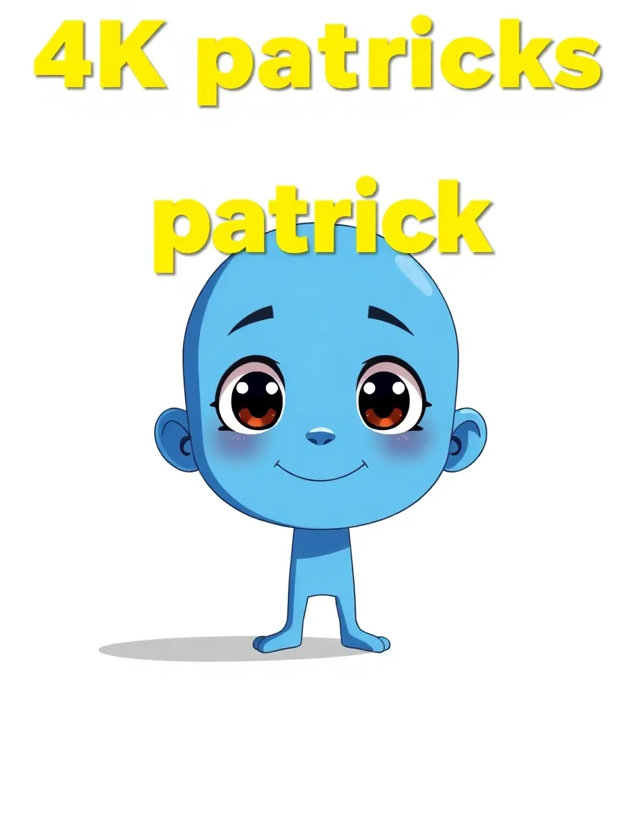 in the style of vibrant and cinematic anime, a digital rendering comes into focus on a stark white page with an unobtrusive grid overlay. prominently emblazoned across the top of the page in bright, sunshine-yellow text, the phrase "4k patrick wallpapers" boldly declares its presence against the backdrop. the text appears crisp and clean, with sharp edges that slice through the emptiness. amidst this graphic clarity, a charming, blue-skinned cartoon character, patrick, stands front and center. he is depicted with bold linework, cell-shaded colors, and an expressive face, radiating an air of warmth and friendliness. his facial geometry is reduced to simple yet telling shapes, allowing the viewer's focus to rest on his inviting smile and bright, sparkling eyes, rendered with complex layering that captures every nuance of his emotions. the scene is bathed in high-contrast lighting, with broad specular highlights and minimized ambient fill accentuating the clean, graphic quality of the image. overall, the composition strikes a perfect balance between narrative symbolism and efficient visual communication, creating a captivating and engaging visual representation of patrick amidst the "4k patrick wallpapers" title.