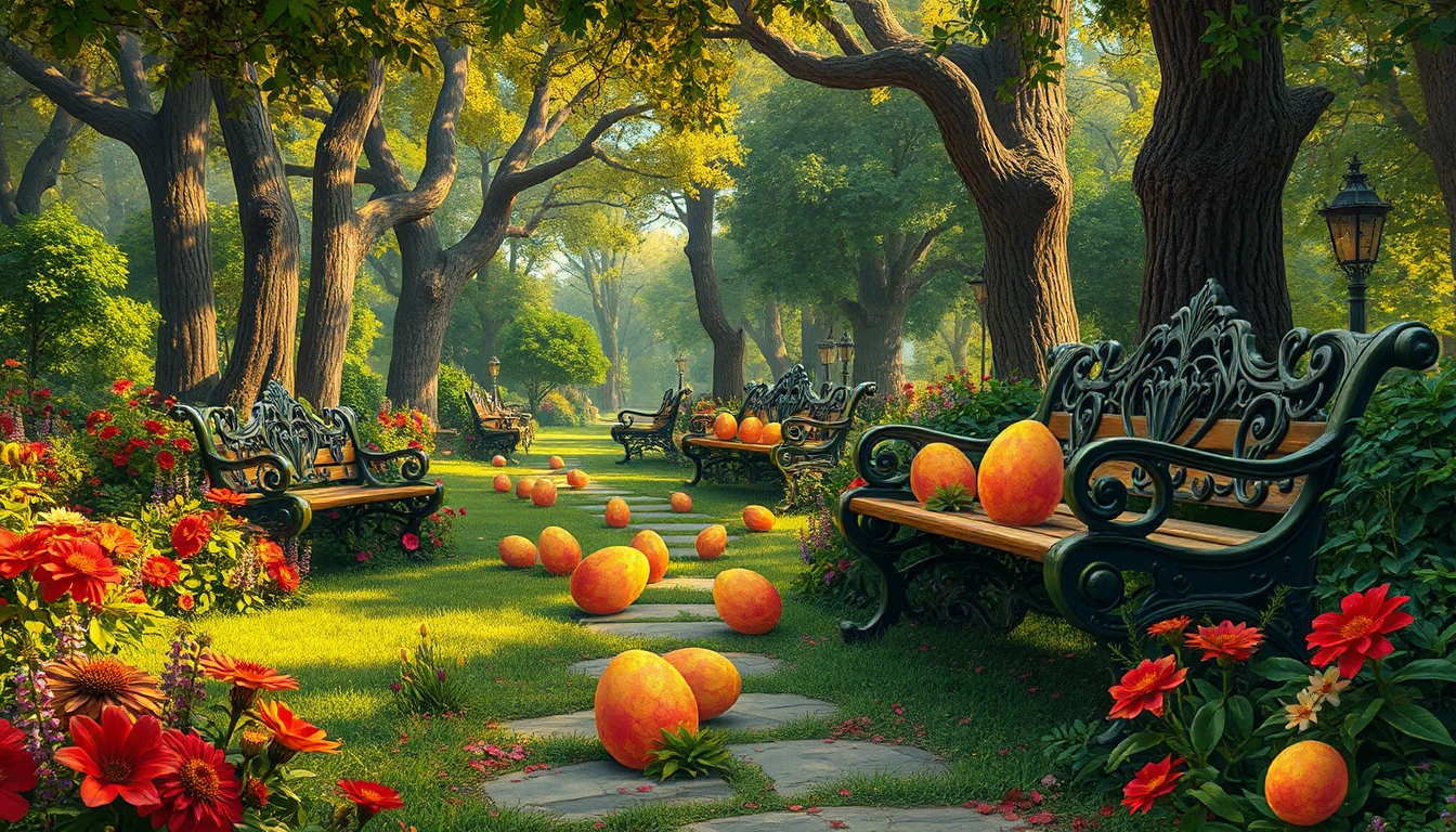 in a fantastical and eerie victorian-era lush park teeming with vibrant flowers, towering trees, and intricately carved ornate benches, clusters of bizarre colorful alien eggs are scattered about as if randomly discarded or hatched in this tranquil setting. the scene is illuminated with stark high-contrast colors reminiscent of vintage comic book illustrations by j.c. leyendecker. the artist has meticulously crafted every detail with vintage-inspired lines and a distinctive 80s graphic novel aesthetic, emphasizing bold lines, flat colors, and hard-cel shading. each alien egg has a mesmerizing and unsettling presence, with vibrant hues that subtly blend with the surrounding foliage, giving the impression of a hidden, yet otherworldly, presence lurking beneath the park's serene surface. every element in this captivating scene has been rendered with exquisite detail and realism, as if a 100-year-old oil painting had come to life. the painterly textures, fine brushwork, and layered glazes evoke a sense of depth, and every character within the scene exudes concept-art quality refinement.
