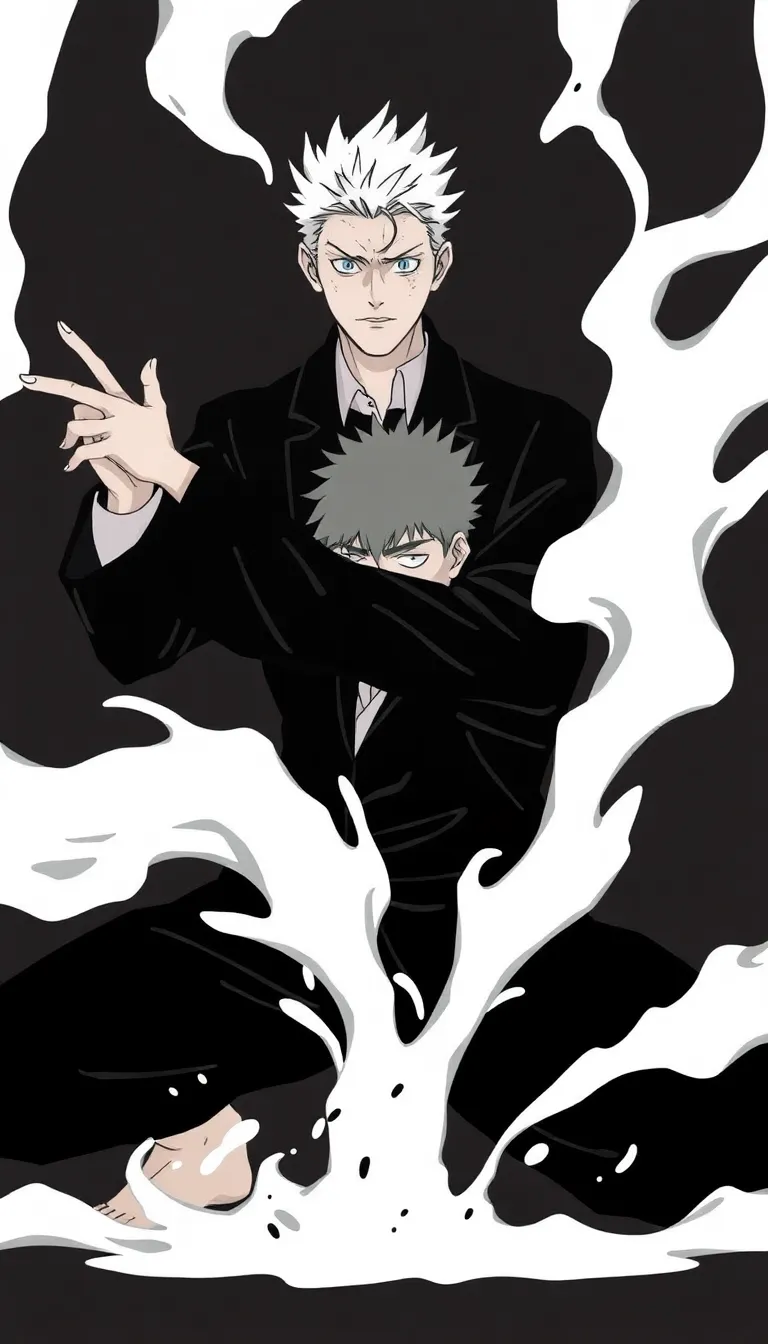 Jujutsu kaisen with yuta's cursed techniques rendered in minimalist animation