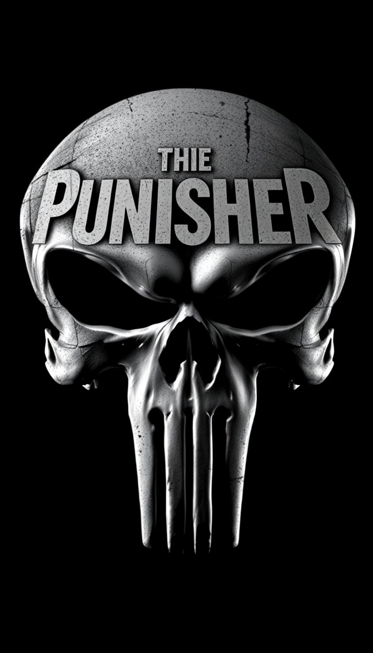 the punisher😤 (creepy skull with intensely realistic 3d shadows, giving the impression of depth and unyieldingly flawless menace, with an air of awe-inspiring presence)
"displaying the marvel emblem prominently in a bold, modern font, appearing eerily, flawlessly, and intricately refined, as if emblazoned on a worn-out athletic wear, with 3d, intricately woven logomancy effects inspired by the fibonacci sequence, reminiscent of bernie wrightson's dark and gothic style, the marvel emblem in place of the iconic star, with marvel logomancy styled specifically to incorporate tyflow engine-inspired patterns and distortions, along with an sense of eerie, atmospheric direction, the punisher text is centered vertically and prominently on the image, with an ultra-high-gloss, flawless finish that leaves an unforgettable, unrelenting impression and an overwhelming emphasis on the punisher character.