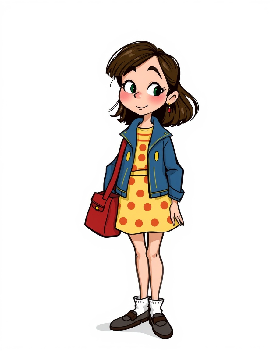 Transform the subject from the uploaded image into a character in the style of Charlie and Lola (children's cartoon). Match the official cartoon look - thin sketchy outlines, flat colors, childlike proportions, playful hand-drawn charm, and simple textures.
Retain the subject's original clothing, hairstyle, facial features, accessories, skin tone, pose, and expression - but reinterpret them as if they belong in the Charlie and Lola