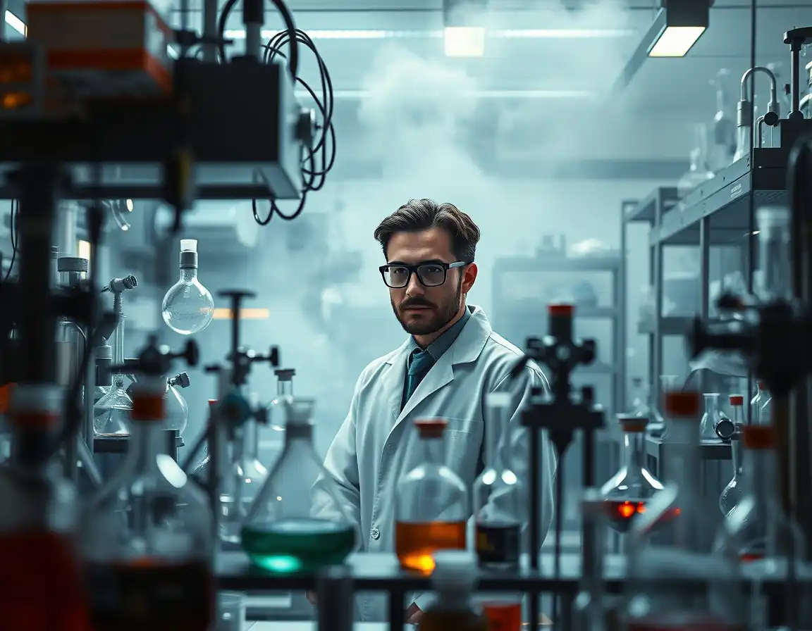 in a meticulously crafted, hyper-realistic rendering of a contemporary chemical laboratory, the spotlight of attention falls upon a brilliant chemist surrounded by an array of sophisticated equipment and cutting-edge technology. the scene is bathed in the stunning, high-fashion editorial aesthetic of hyper-realistic lighting, with delicate shadows and subtle highlights that evoke an atmosphere of refined sophistication. the intricate, macro details of the laboratory's intricate machinery, glassware, and chemical vessels are rendered in exquisite, 8k resolution, inviting the viewer to delve into the complexities of the chemist's craft.
the chemist, a master of their domain, stands confidently amidst the swirling fog of pipettes, bunsen burners, and beakers, their focused gaze fixed intently upon the experiment unfolding before them. the soft blur of the surrounding environment creates a sense of depth, emphasizing the central figure of the chemist and imbuing the scene with a dynamic sense of energy and intellectual curiosity.
against the stark, monochromatic backdrop of a utilitarian laboratory, the chemist's presence is a masterful study in contrasts – their vibrant, earthy tones a delightful counterpoint to the cool, sterile hues of the surrounding equipment. the chiaroscuro contrast of light and shadow, honed to a fine art, adds a sense of drama and tension to the scene, underscoring the intensity and focus of the chemist's work.
as the viewer's gaze dances across the meticulously detailed laboratory landscape, it becomes clear that the true artistry lies not in the equipment itself, but in the way it has been carefully crafted to serve the singular purpose of the chemist's work – a testament to the power of human ingenuity and the sublime beauty of scientific inquiry.