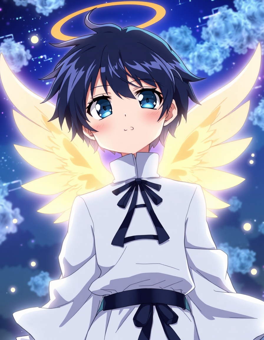You can create an image of an anime angel boy in the style of Seven Deadly Sins .