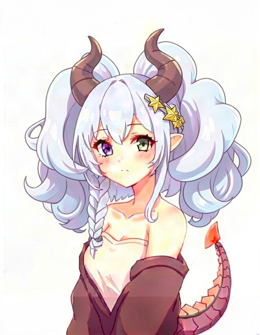 Give the VTuber character big, bouncy curls while preserving their face, colors, outfit, and framing exactly as in the original portrait.
