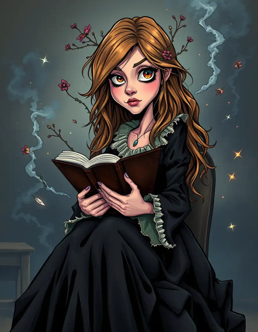 Sparse Classroom GenTube | a young woman sits in a dimly lit, sparse classroom, shroude...