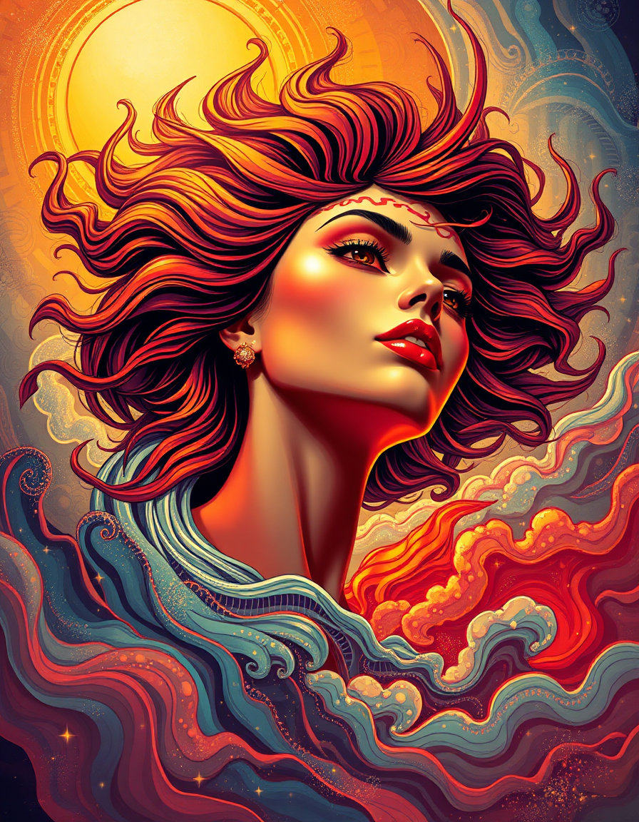 in a swirling, psychedelic vortex of colors and textures evocative of a bygone era, a captivating propaganda poster materializes through the air with a mesmerizing aura of dynamism and visual grandeur. embodying the vibrant hues and sleek, vector-inspired lines of the renowned jason brooks art style, this enchanting work of art pulsates with a sense of movement and perspective, transcribing the luxurious, sun-kissed essence of a cosmopolitan dreamscape into an instantly recognizable spectacle.
as the visual currents coalesce, a majestic and serene scene begins to take shape, reminiscent of an exquisite art nouveau masterpiece. delicate filigree patterns, reminiscent of fine, hand-etched gemstones, dance across the composition, imbuing the entire canvas with a sense of refinement and cultural sophistication. the brushstrokes are thick and confident, with an emphasis on capturing the intricate textures of velvety materials, luxurious fabrics, and iridescent metallic finishes, recalling the sleek, high-society vibe of 1970s disco culture.
at the heart of the composition, a resplendent, ethereal figure materializes, embodying the very essence of the hallucinations vues de l'esprit style. this enigmatic and dreamlike being embodies a sublime fusion of reality and fantasy, exhibiting a fluid, ever-changing appearance that defies the constraints of both the physical and the mundane. her delicate features, set against a backdrop of swirling, multicolored clouds and shimmering, iridescent lights, radiate an otherworldly aura of mystery and intrigue, as if drawn directly from the deepest recesses of the human psyche.
each element of this captivating artwork is imbued with a sense of movement, fluidity, and kinetic energy, as if it has been plucked straight from the frenetic, celebratory atmosphere of a late-night disco floor. vibrant colors, bold lines, and an exquisite attention to detail all converge to create a truly show-stopping, eye-catching spectacle, one that will undoubtedly captivate and enthrall all who lay eyes on it.